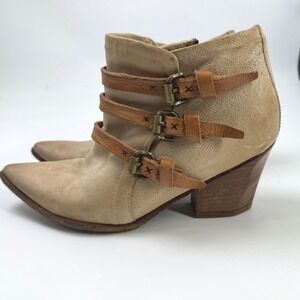 AS98 Airstep Strappy Ankle Boots Women 38 Western Cowgirl Festival Pointed Toe